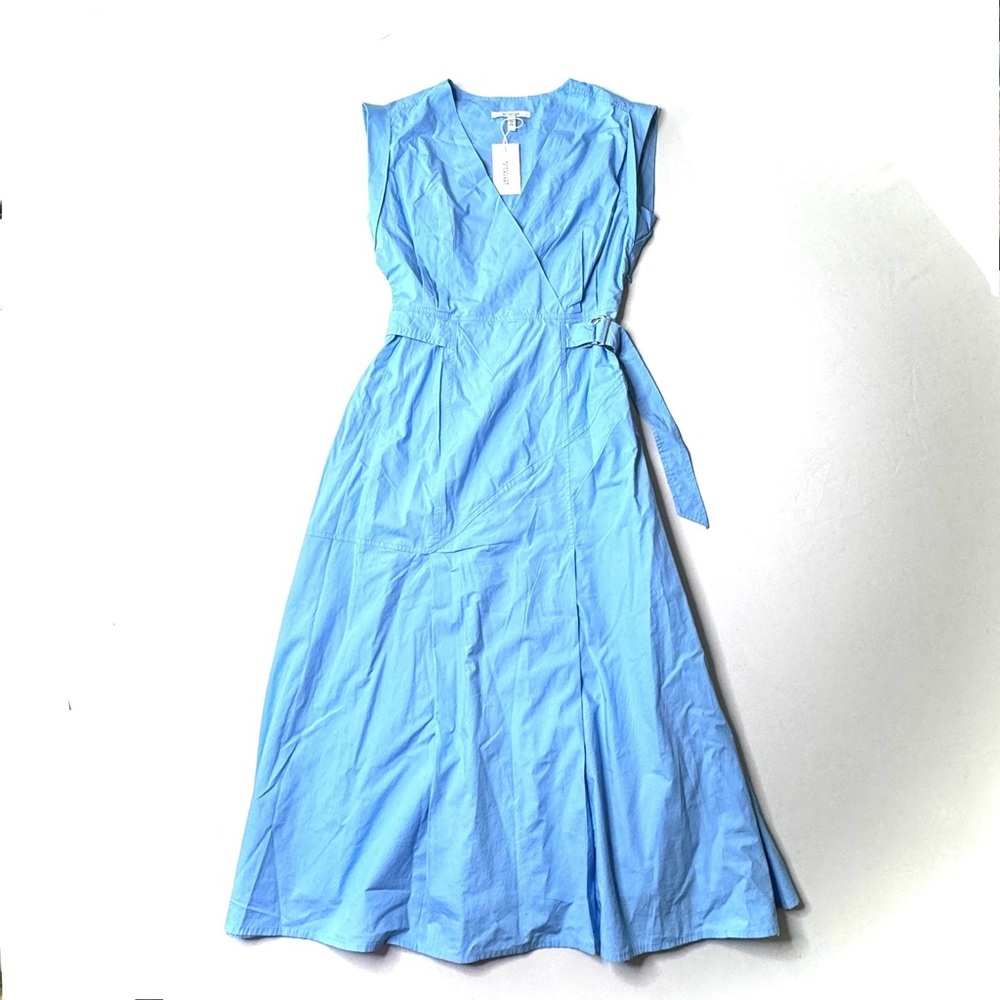 NWT Derek Lam 10 Crosby Arabella Cotton Belted Midi-Dress blue/4 - Picture 2 of 10